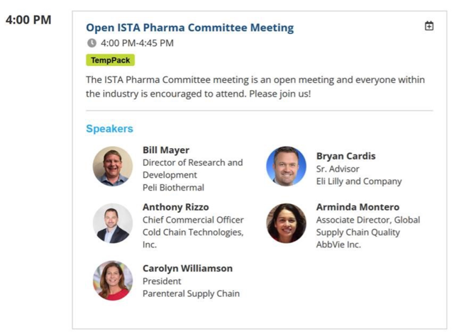 Open ISTA Pharma Committee Meeting